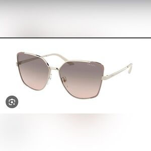 Prada PR50WS Cat Eye 58 MM Sunglasses! Pale Gold Pink Color, comes with case!